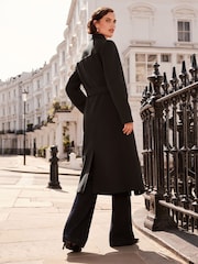 Love & Roses Black Shawl Collar Belted Coat - Image 3 of 4
