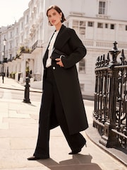 Love & Roses Black Shawl Collar Belted Coat - Image 4 of 4