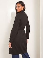 Lipsy Black Asymmetrical Belted Coat - Image 3 of 4