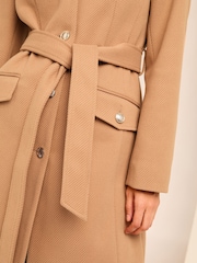 Lipsy Natural Military Button Through Belted Coat - Image 7 of 7