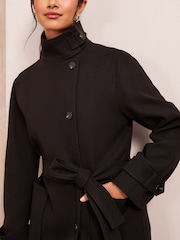 Friends Like These Black Belted Double Breasted Coat - Image 2 of 4