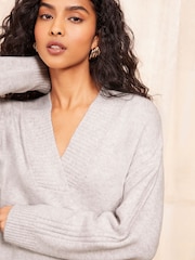 Friends Like These Grey Deep V-Neck Longline Jumper - Image 3 of 4