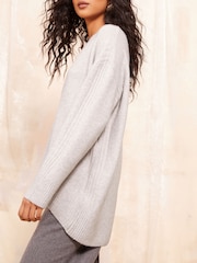 Friends Like These Grey Deep V-Neck Longline Jumper - Image 4 of 4
