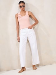 Lipsy Pink Flower Print Trim Detail Rib Vest Top - Image 3 of 4