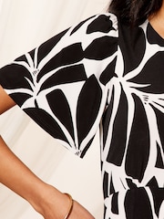 Friends Like These Black ITY Flutter Short Sleeve Midi Dress - Image 2 of 4
