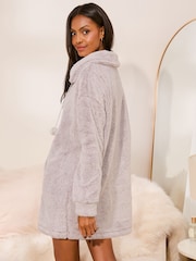 Lipsy Grey Oversized Cosy Jumper Pyjama Dress - Image 4 of 4