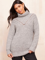 Friends Like These Grey Stitch Detail Cowl Neck Jumper - Image 2 of 4
