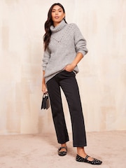 Friends Like These Grey Stitch Detail Cowl Neck Jumper - Image 3 of 4