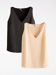 Friends Like These Black Satin Cami Tops 2 Pack - Image 8 of 8