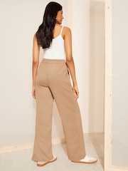 Friends Like These Brown Textured Wide Leg Trousers With Elasticated Waist - Image 4 of 4