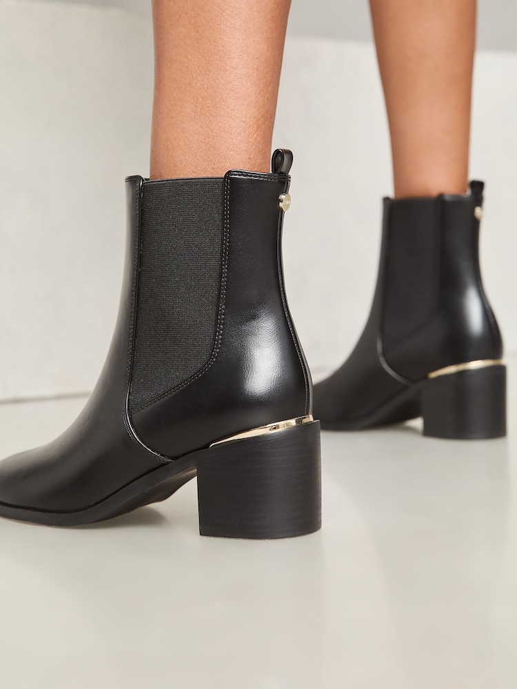 Lipsy Black Mid Heel Formal Heel Clip Chelsea Boots - Image 2 of 5