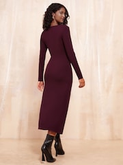 Friends Like These Red Petite Knitted Wrap Midi Dress - Image 4 of 4