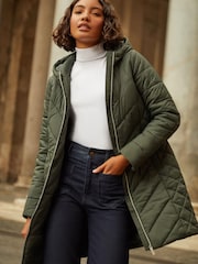 Friends Like These Green Mid Length Quilted Jacket - Image 1 of 4