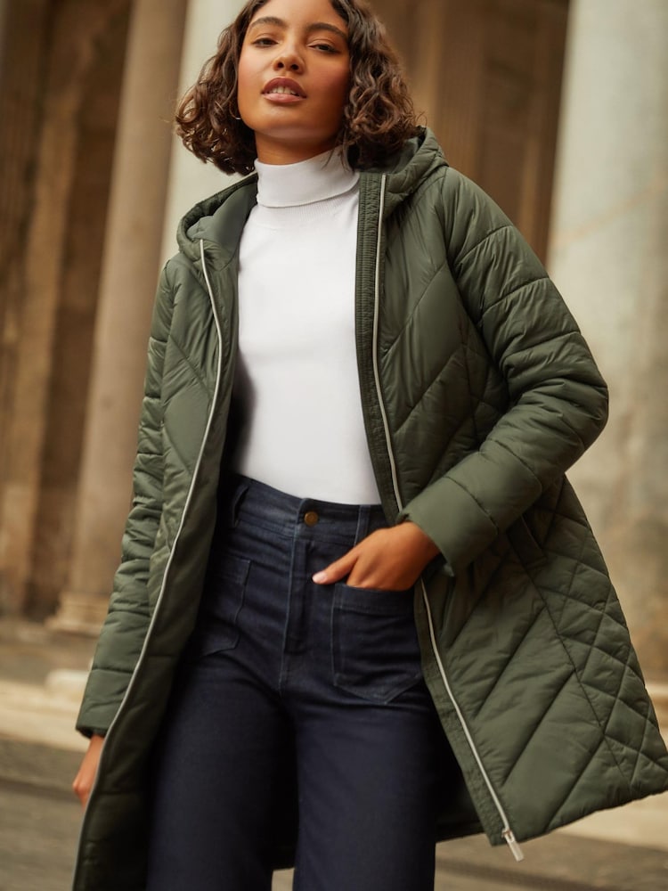 Friends Like These Green Mid Length Quilted Jacket - Image 1 of 4