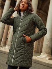 Friends Like These Green Mid Length Quilted Jacket - Image 3 of 4