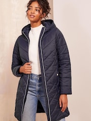Friends Like These Blue Mid Length Quilted Jacket - Image 1 of 4