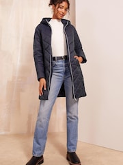 Friends Like These Blue Mid Length Quilted Jacket - Image 2 of 4
