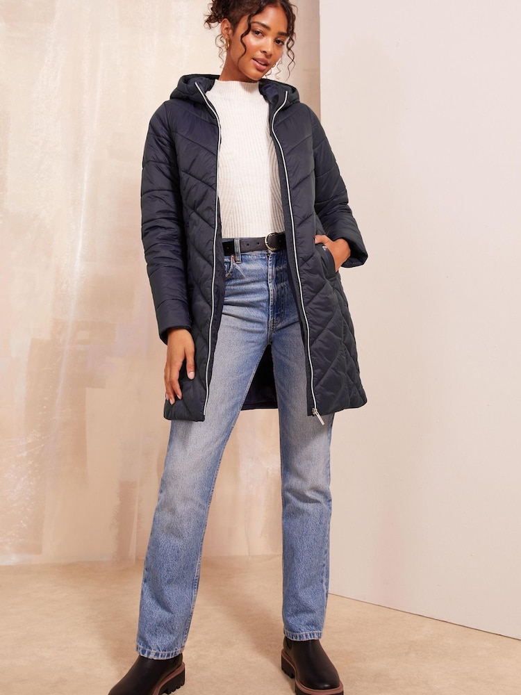 Friends Like These Blue Mid Length Quilted Jacket - Image 2 of 4