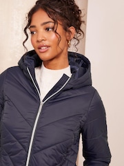Friends Like These Blue Mid Length Quilted Jacket - Image 3 of 4