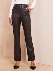 Friends Like These Black Faux Leather Straight Leg Trousers - Image 1 of 5
