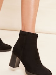 Friends Like These Black High Block Heel Platform Faux Suede Ankle Boots - Image 2 of 4