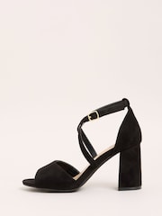 Friends Like These Black Standard Fit Cross Strap Mid Block Heel Sandals - Image 5 of 5