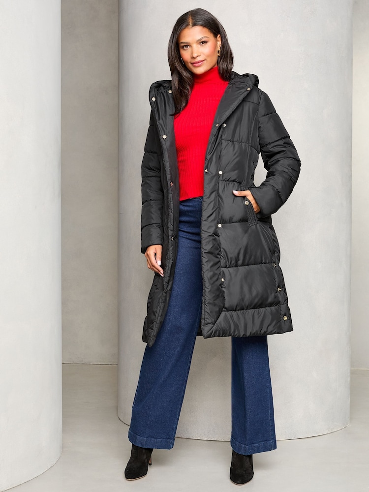 Lipsy Black Shower Resistant Belted Padded Coat - Image 3 of 4
