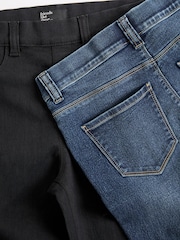 Friends Like These Black/Dark Blue Elasticated Waist 100% Cotton Jeggings 2 Pack - Image 7 of 7