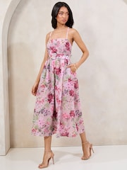 Lipsy Robe de bal de promo mi-longue bandeau avec bretelles cami amovibles - Image 1 of 4