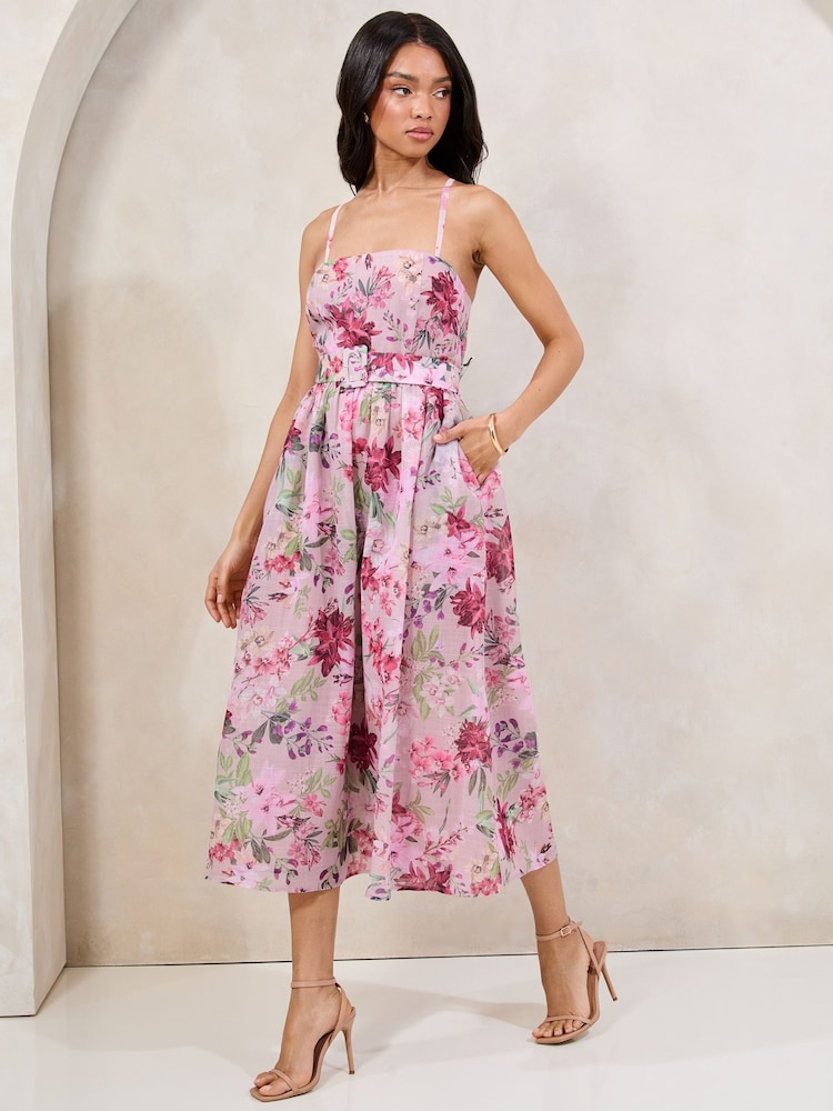 Lipsy Robe de bal de promo mi-longue bandeau avec bretelles cami amovibles - Image 1 of 4