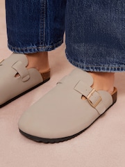 Friends Like These Stone Standard Fit Buckle Faux Suede Comfort Footbed Clogs - Image 1 of 5