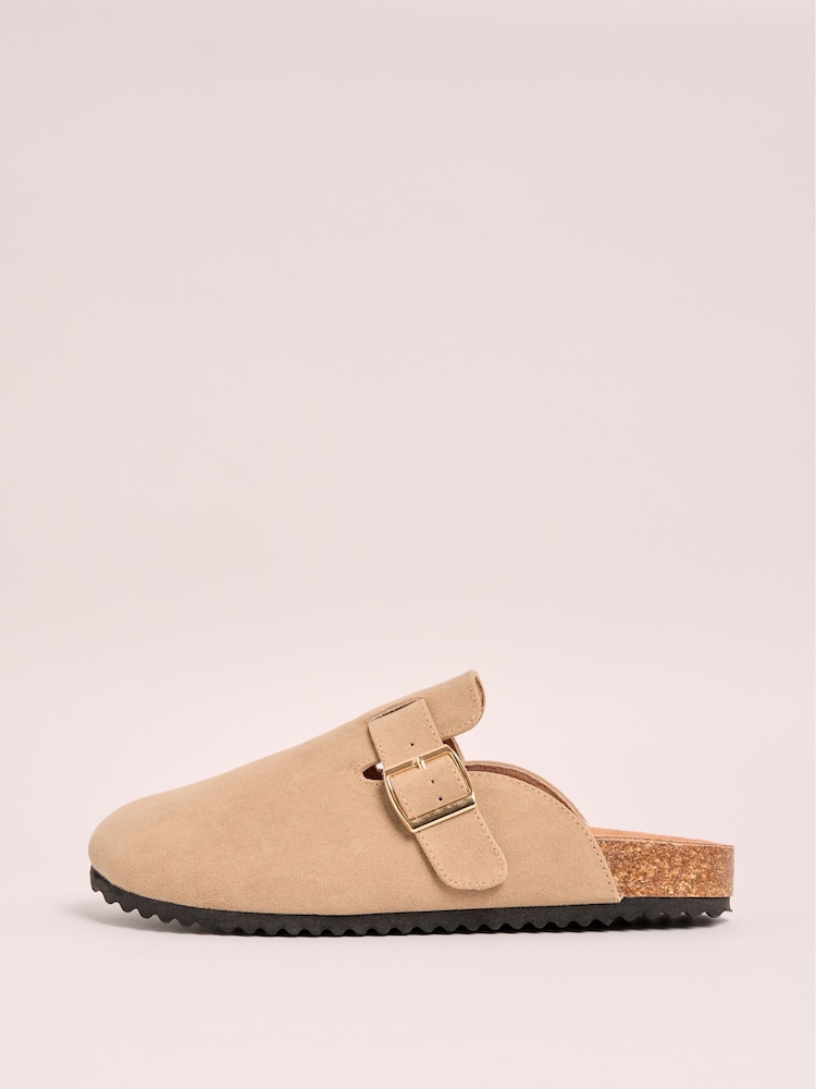 Friends Like These Stone Standard Fit Buckle Faux Suede Comfort Footbed Clogs - Image 5 of 5