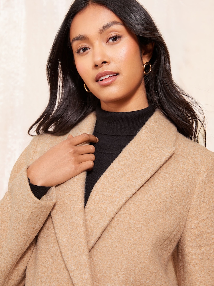 Friends Like These Brown Mid Length Boucle Coat - Image 2 of 4