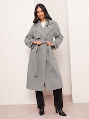 Friends Like These Grey Belted Wrap Coat - Image 3 of 5