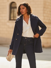 Friends Like These Blue Double Breasted Peacoat - Image 1 of 5