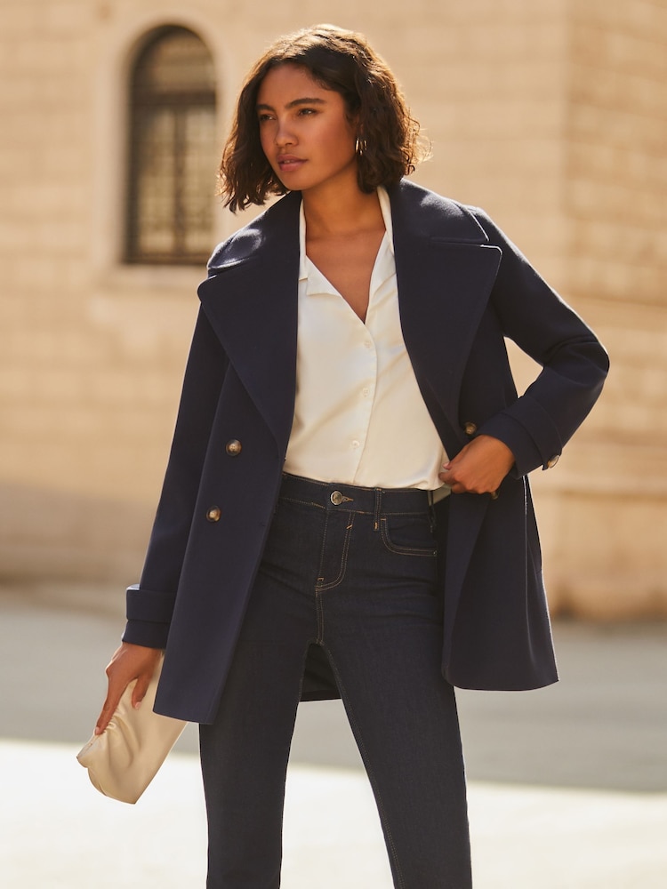 Friends Like These Blue Double Breasted Peacoat - Image 1 of 5