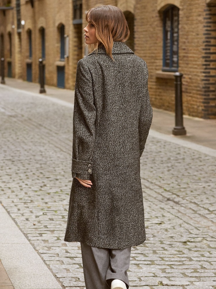 Friends Like These Black/White Longline Tailored Smart Coat - Image 2 of 4