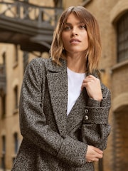 Friends Like These Black/White Longline Tailored Smart Coat - Image 3 of 4
