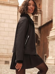 Friends Like These Black Bonded Aviator Style Jacket - Image 2 of 6