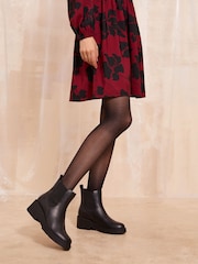 Friends Like These Black Standard fit Chunky Wedge Faux Leather Chelsea Boots - Image 3 of 4