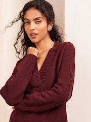 Friends Like These Red Deep V-Neck Longline Jumper - Image 3 of 4