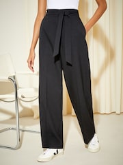 Friends Like These Black Wide Leg Textured Tailored Trousers - Image 1 of 4