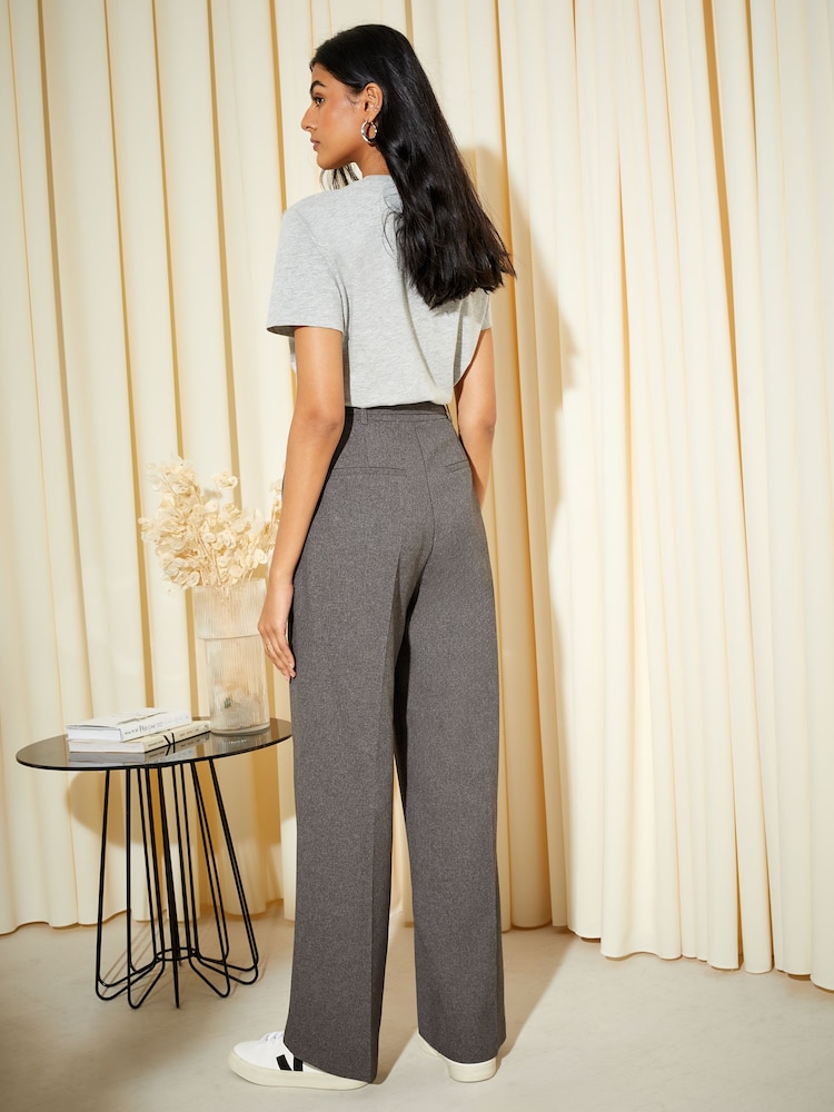 Friends Like These Grey Wide Leg Textured Tailored Trousers - Image 2 of 4