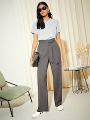 Friends Like These Grey Wide Leg Textured Tailored Trousers - Image 4 of 4