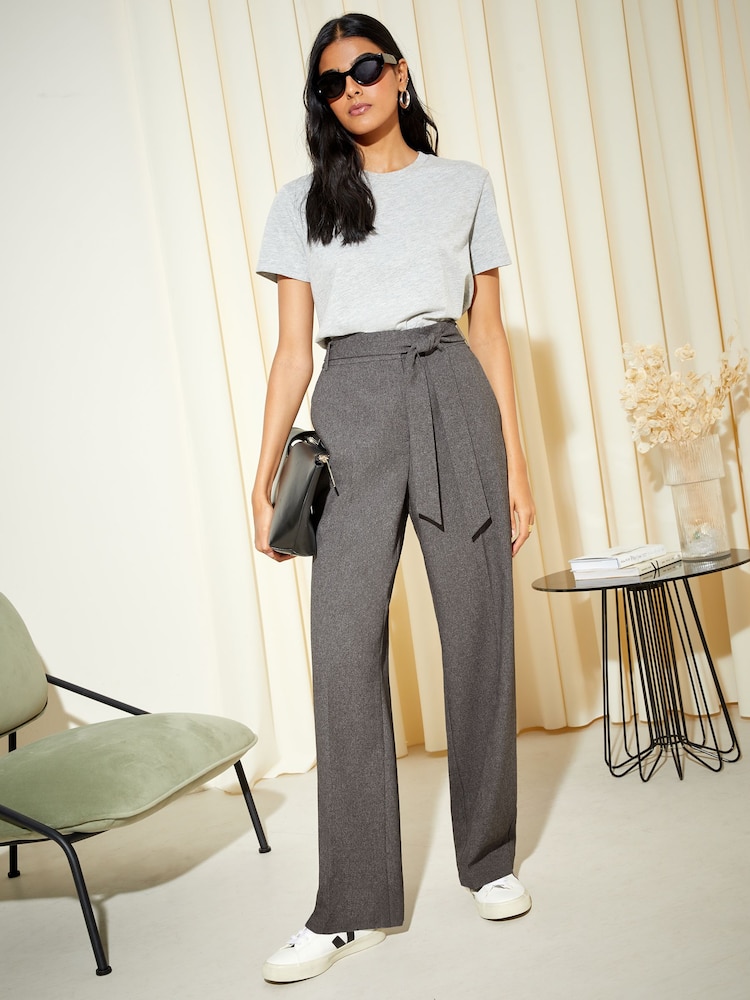Friends Like These Grey Wide Leg Textured Tailored Trousers - Image 4 of 4