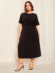 Curves Like These Black Jersey Asymmetric Midi Dress - Image 1 of 4