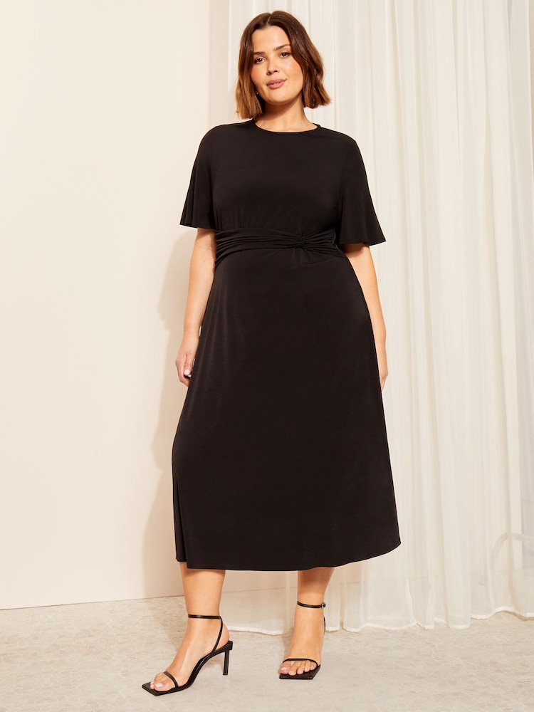 Curves Like These Black Jersey Asymmetric Midi Dress - Image 1 of 4