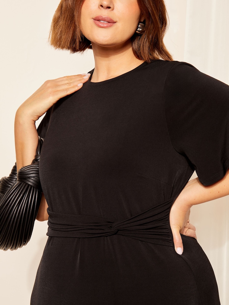 Curves Like These Black Jersey Asymmetric Midi Dress - Image 2 of 4