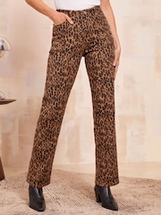 Friends Like These Animal Leopard Printed Denim Jeans - Image 1 of 4