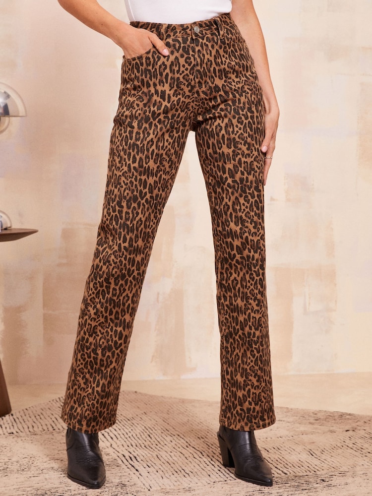 Friends Like These Animal Leopard Printed Denim Jeans - Image 1 of 4
